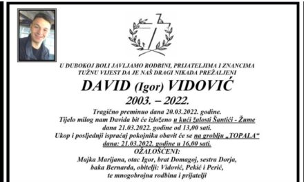 Sutra sahrana tragično nastradalom Davidu Vidoviću iz Viteza