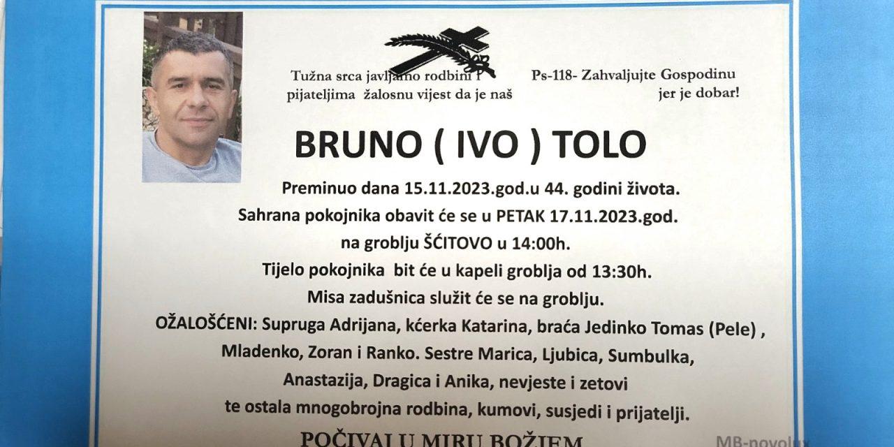 Preminuo je Bruno (Ivo) Tolo