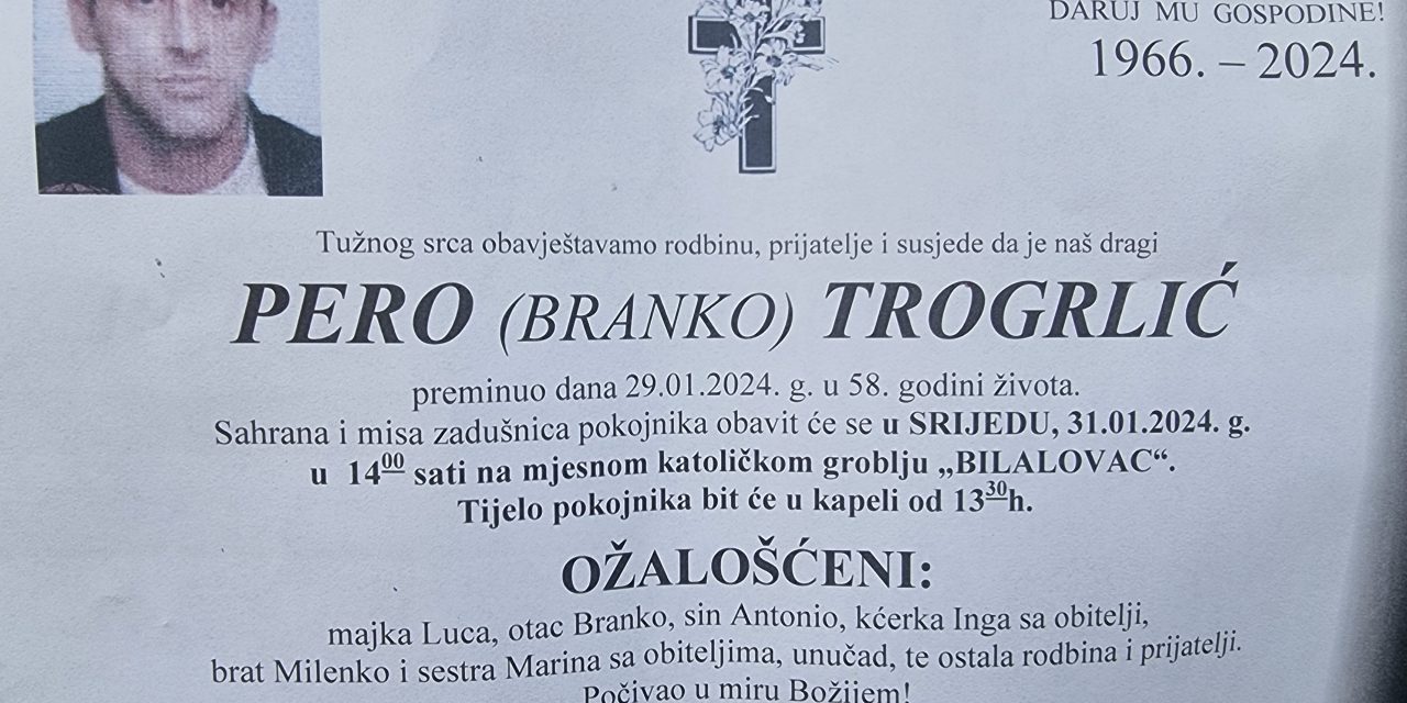 Preminuo je Pero Trogrlić