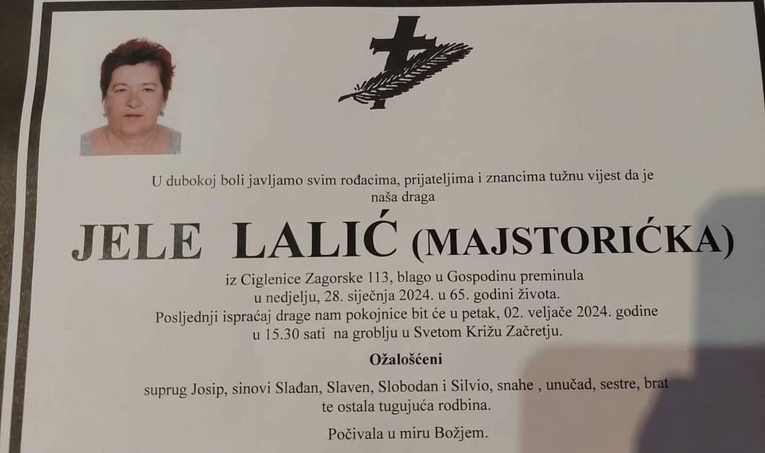 Preminula je Jele Lalić – Majstorićka