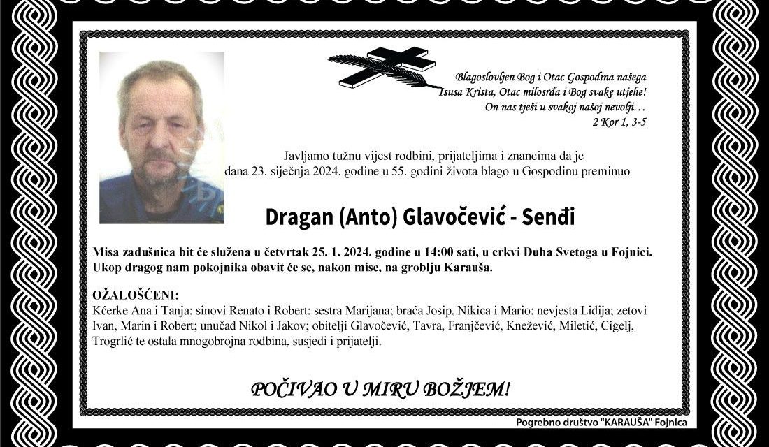 Preminuo je Dragan Glavočević – Senđi