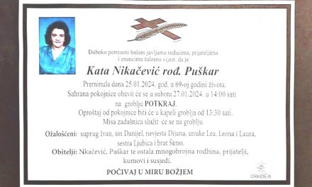 Preminula je Kata Nikačević rođ. Puškar