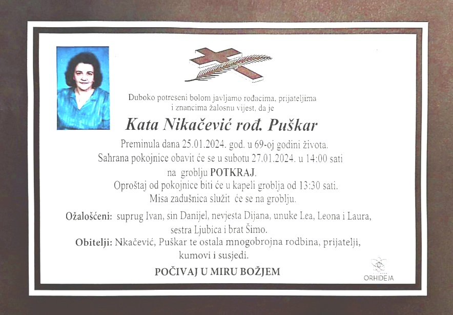 Preminula je Kata Nikačević rođ. Puškar