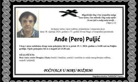 Preminula je Anđe Puljić
