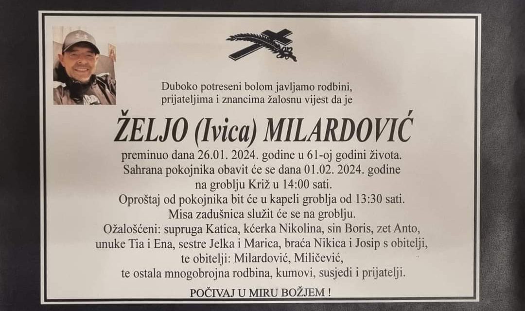 Premunuo je Željo Milardović