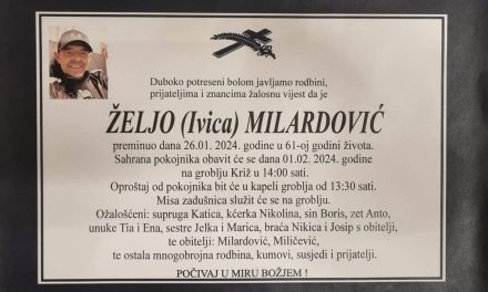Premunuo je Željo Milardović