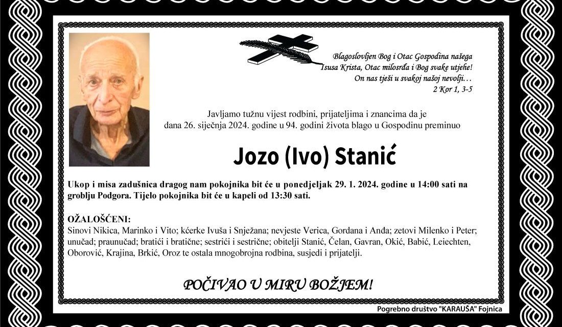 Preminuo je Jozo Stanić