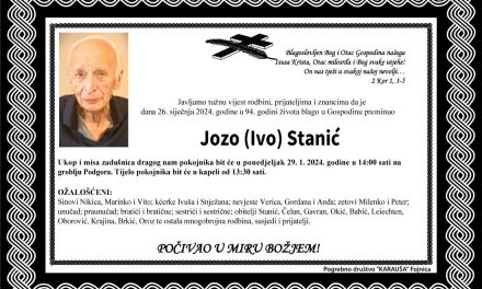 Preminuo je Jozo Stanić