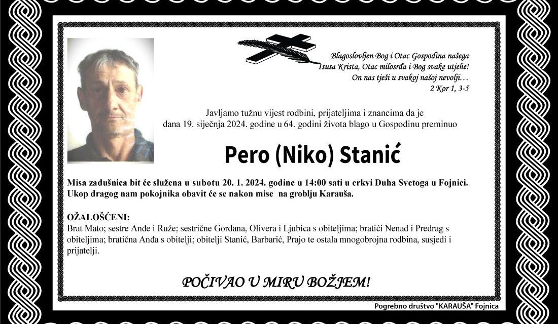 Preminuo je Pero Stanić