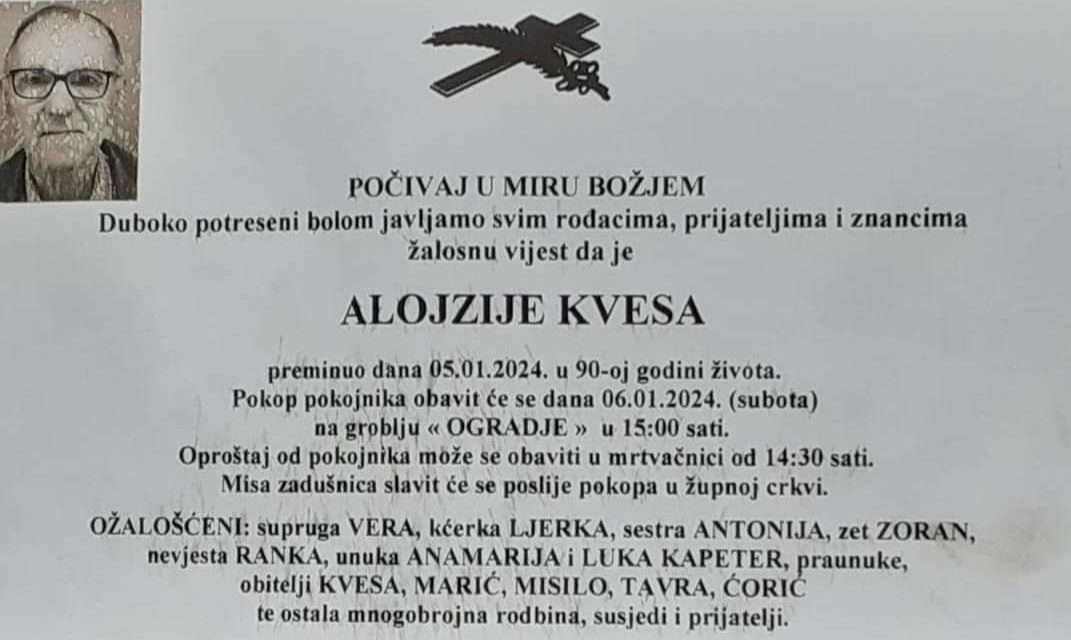 Preminuo je Alojzije Kvesa