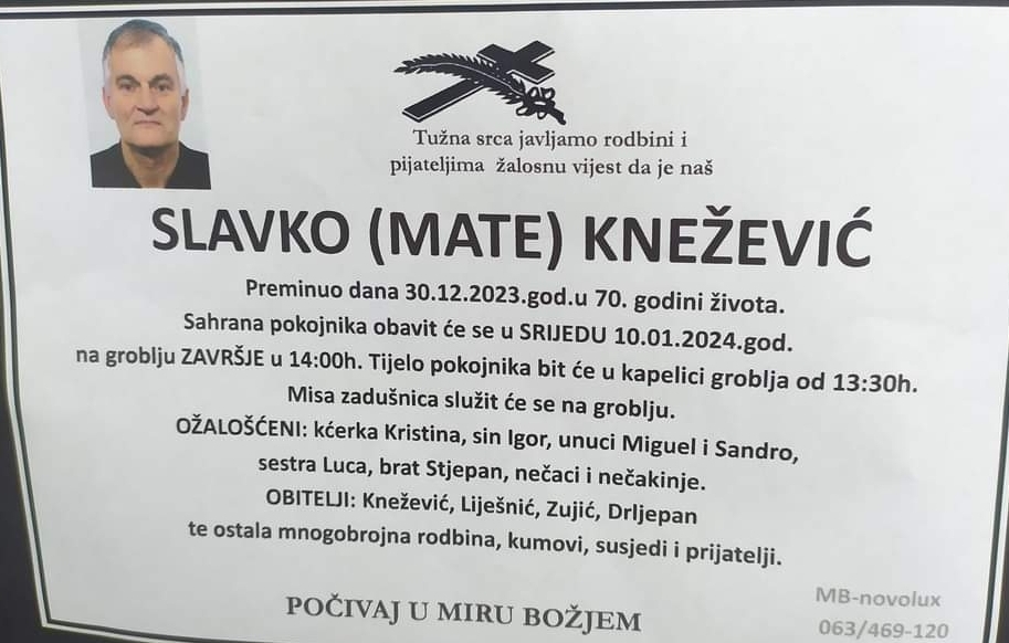 Preminuo je Slavko Knežević