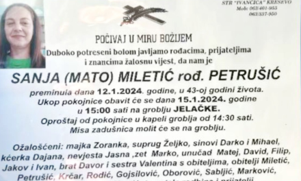 Preminula je Sanja (Mato) Miletić rođ. Petrušić