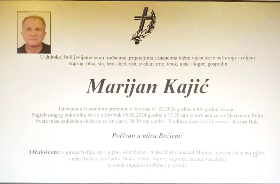 Preminuo je Marijan Kajić