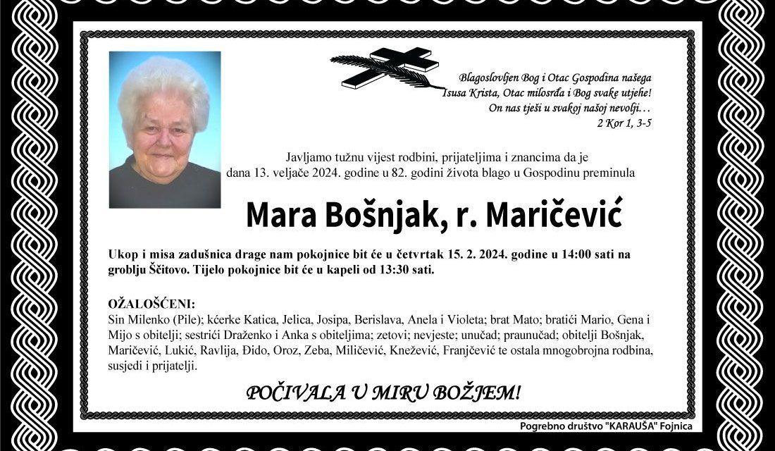 Preminula je Mara Bošnjak