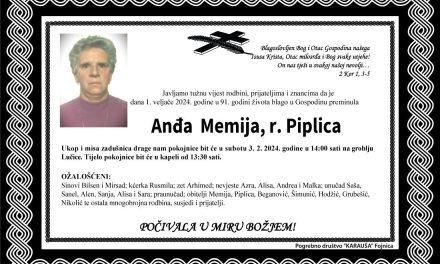 Preminula je Anđa Memija