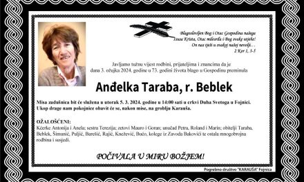 Preminula je Anđelka Taraba, r. Beblek