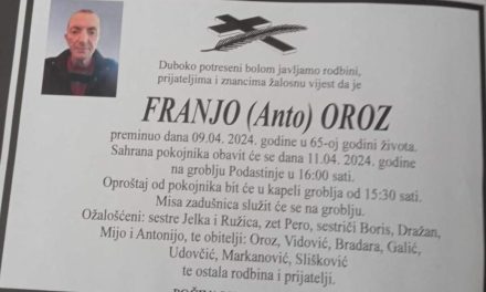 Preminuo je Franjo Oroz
