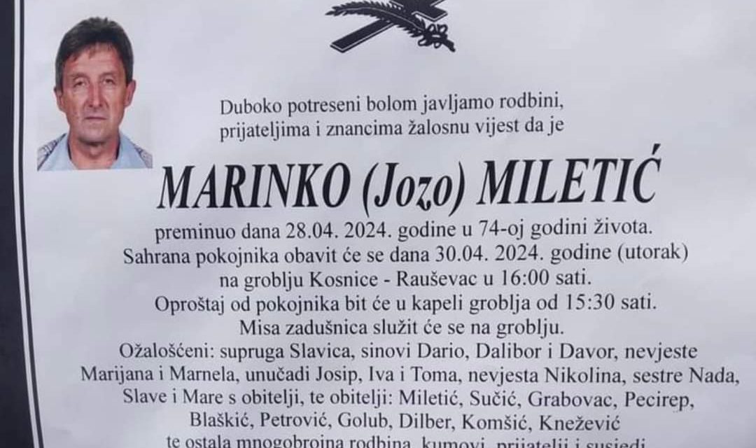 Preminuo je Marinko Miletić