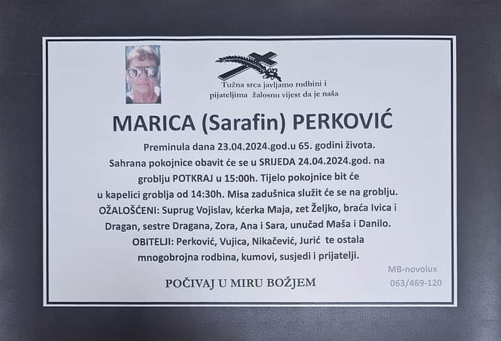 Preminula je Marica Perković