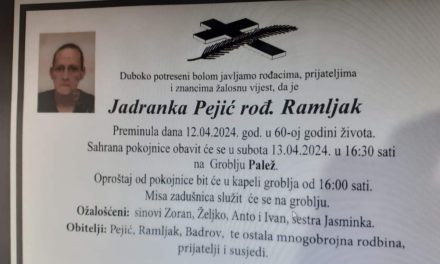 Preminula je Jadranka Pejić