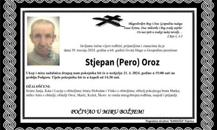 Preminuo je Stjepan Oroz