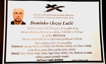 Preminuo je Dominko Lučić