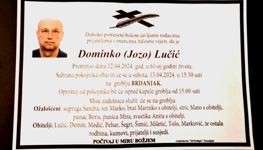 Preminuo je Dominko Lučić