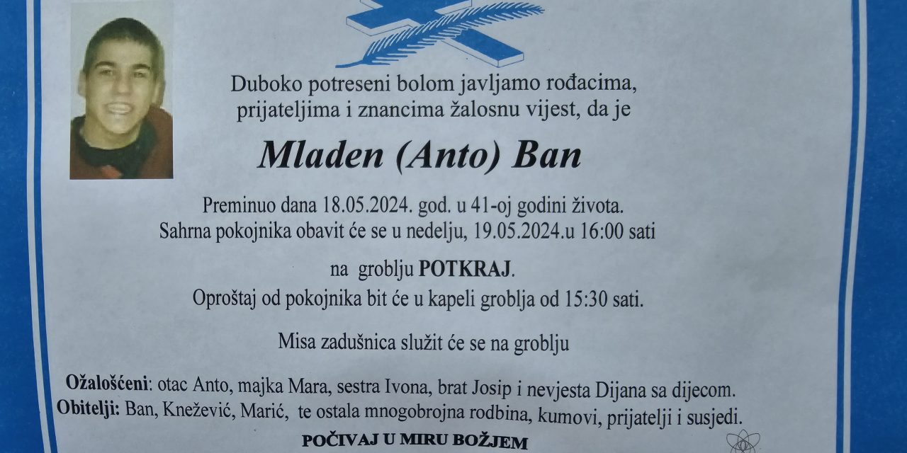 Preminuo je Mladen Ban