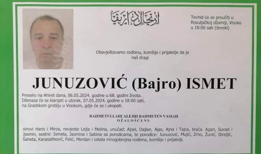 Preminuo je Ismet Junuzović