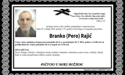 Preminuo je Branko Rajić