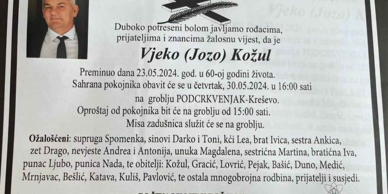 Preminuo je Vjeko Kožul