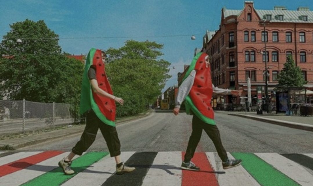 Zebra u Malmöu, pred nastup Izraela na Eurosongu, obojana u palestinske boje