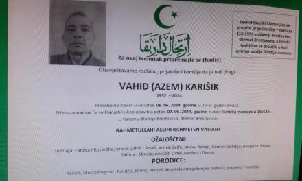 Preminuo je Vahid Karišik