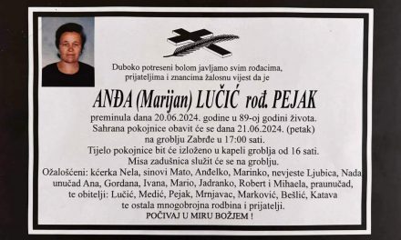 Preminula je Anđa Lučić