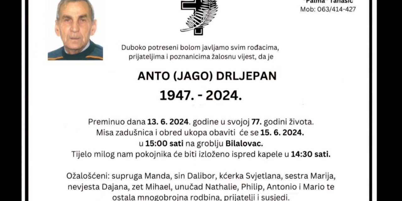 Preminuo je Anto Drljepan