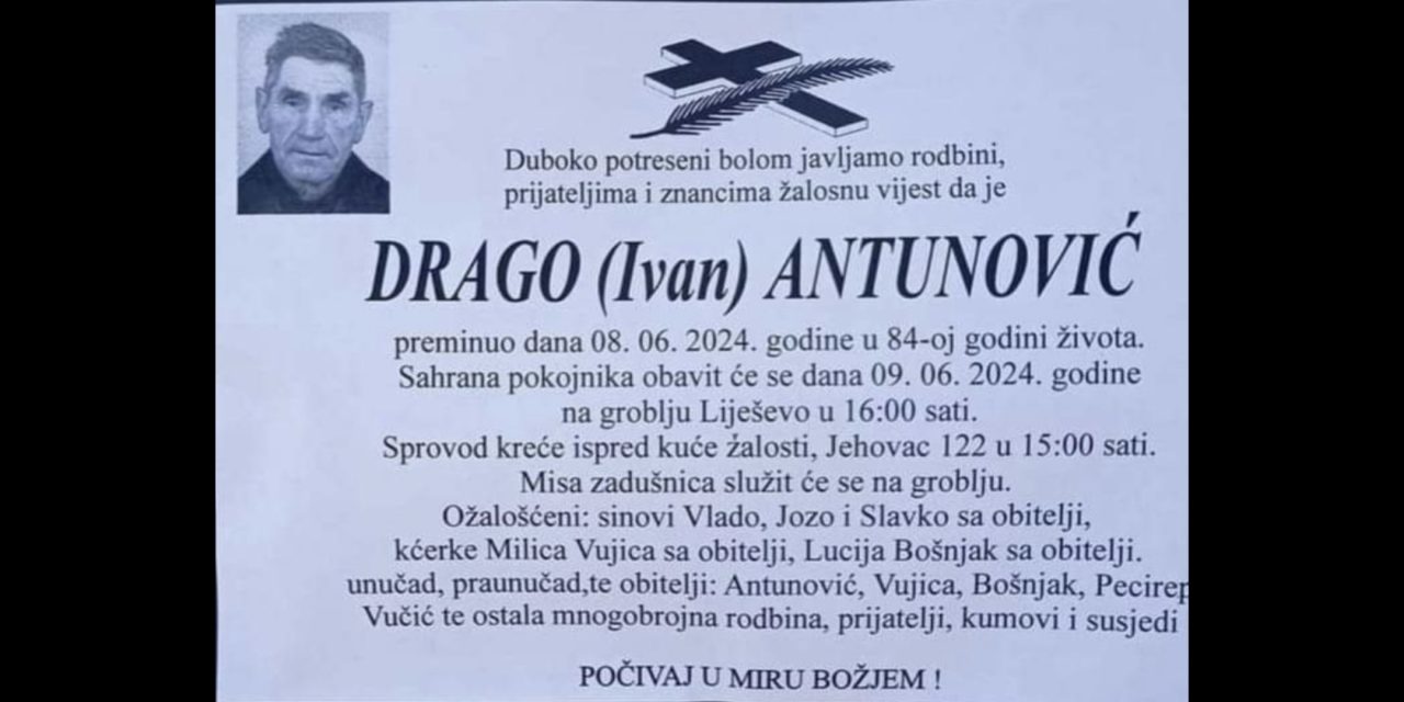 Preminuo je Drago Antunović