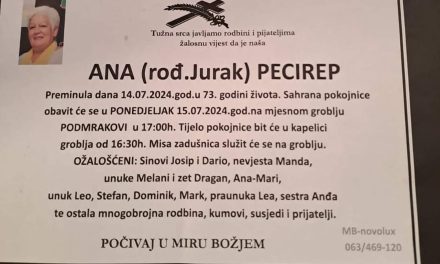 Preminula je Ana Pecirep