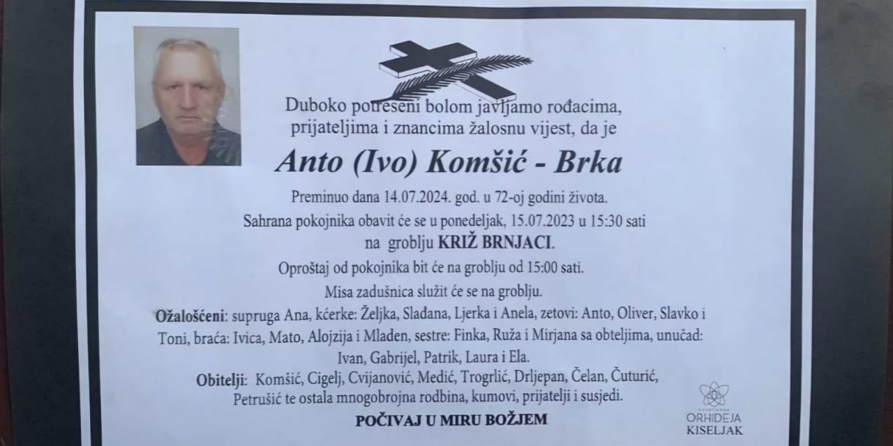 Preminuo je Anto Komšić – Brka