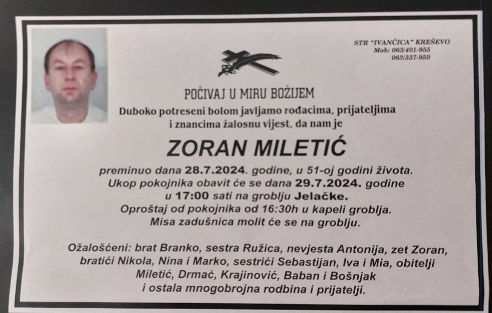 Preminuo je Zoran Miletić