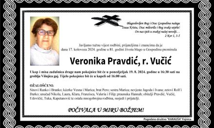 Preminula je Veronika Pravdić, rođ. Vučić