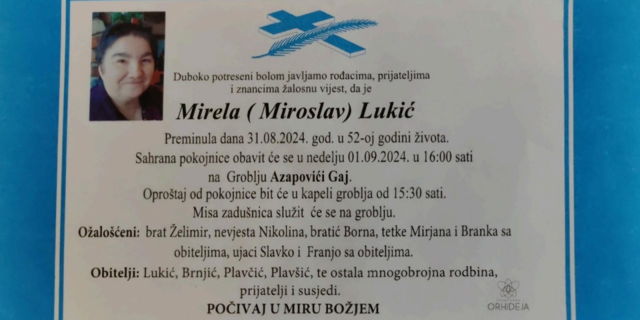 Preminula je Mirela Lukić
