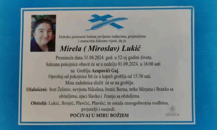 Preminula je Mirela Lukić