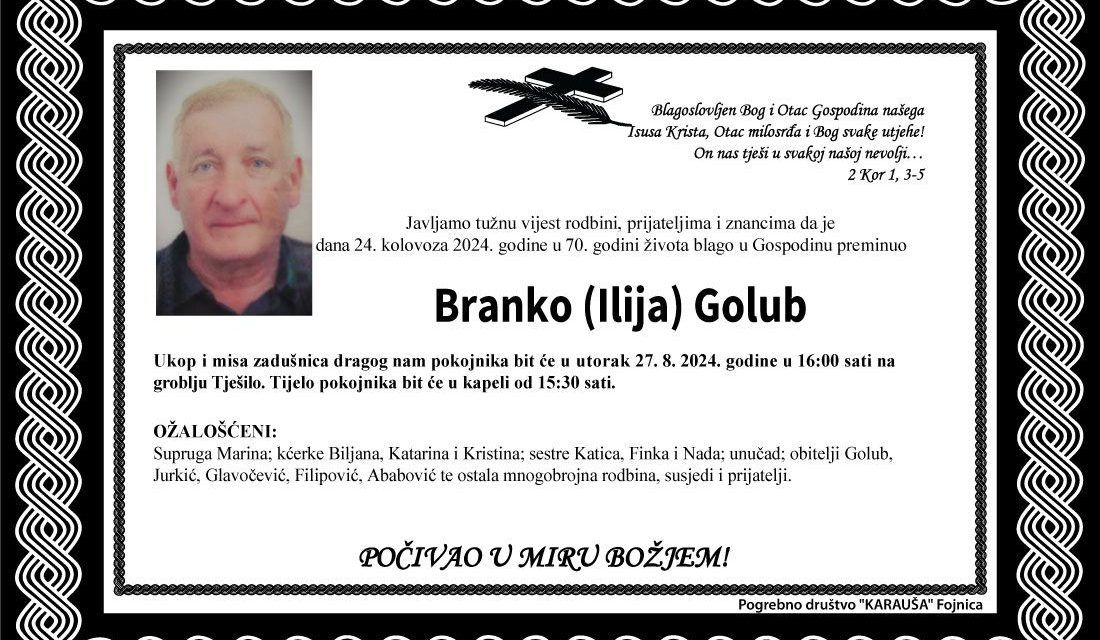 Preminuo je Branko Golub