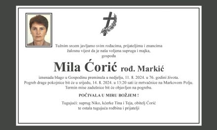 Preminula je Mila Ćorić, rođ. Markić