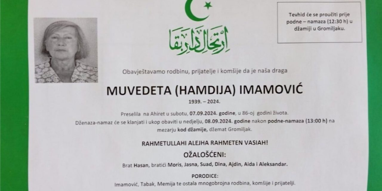 Preminula je Muvedeta Imamović