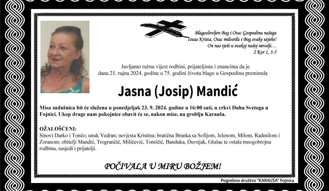 Preminula je Jasna Mandić