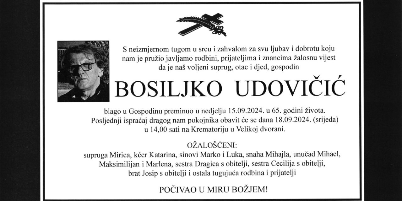 Preminuo je Bosiljko Udovičić