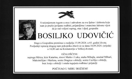 Preminuo je Bosiljko Udovičić