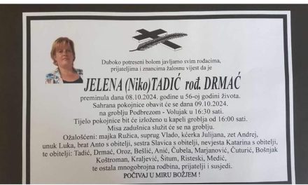 Preminula je Jelena Tadić, rođ. Drmać