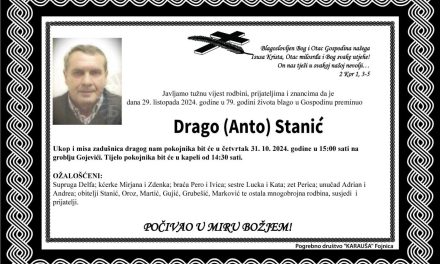 Premunuo je Drago Stanić